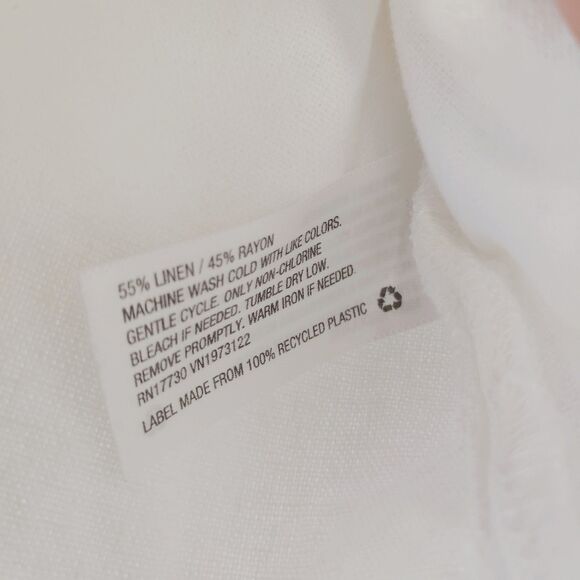 Universal Thread Shirt Womens L Cream Button Up Top Short Sleeve Linen - Picture 4 of 7